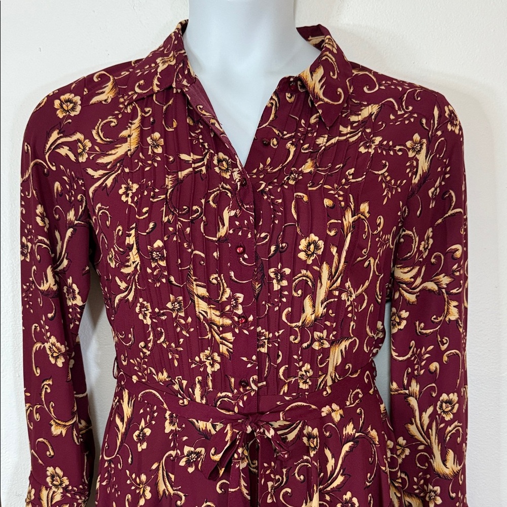Nanette Lepore Burgundy and Gold Patterned Midi Dress SKU1291 - Picture 2 of 7